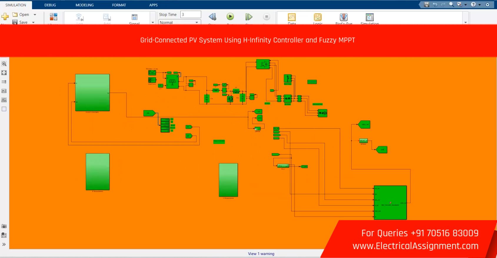 Grid PV System with Fuzzy Controller MPPT Controller Simulink Simulation screenshot 6